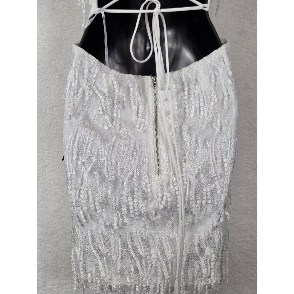 Lulus Fringe‎ Mini Dress XL White Sequin Backless Flapper Gatsby Party Prom NWT - Picture 9 of 12